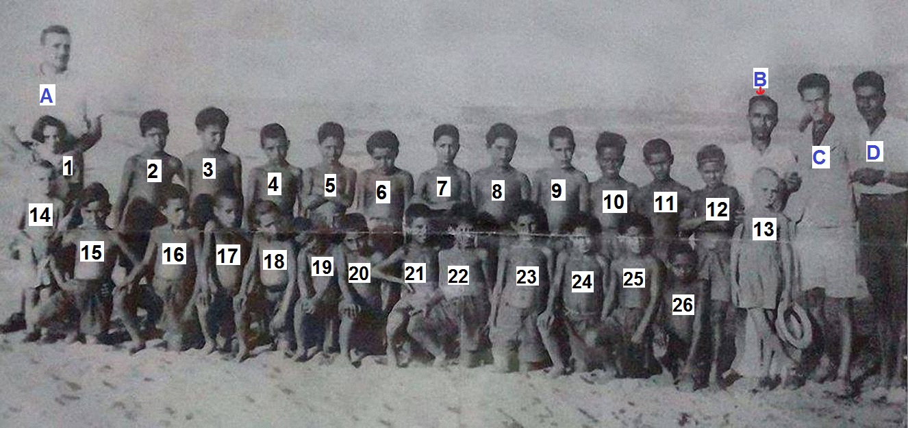 صورة توثق لإستفادة أطفال عين بني مطهر بمنتجع السعيدية عام 1946/1947